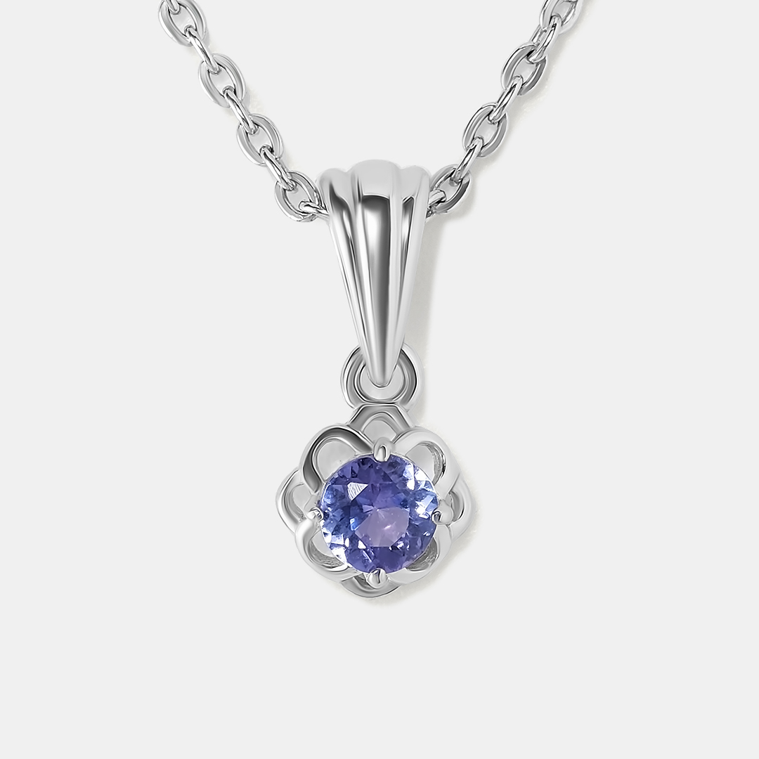 Серебряная подвеска с танзанитом "Цветок"