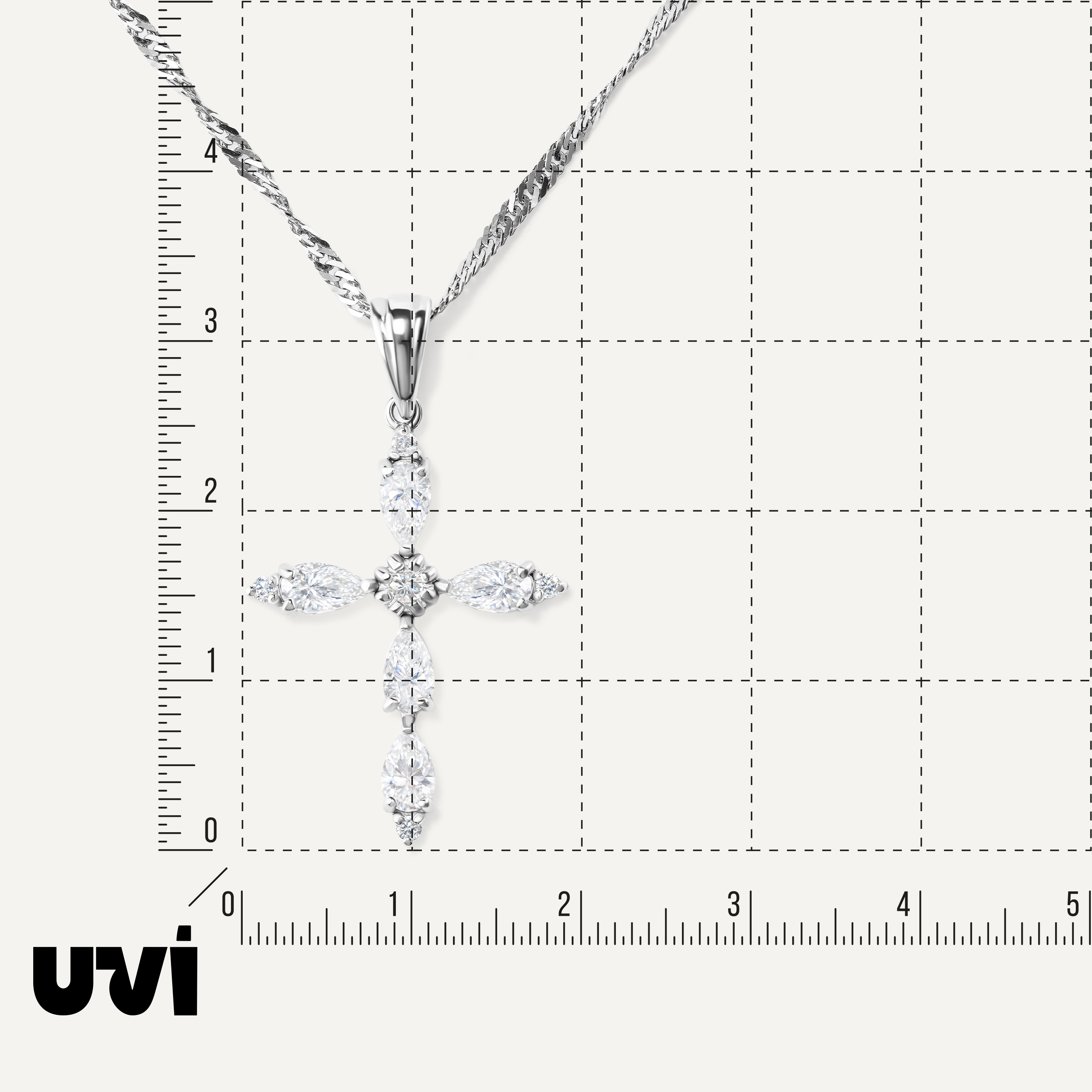 Серебряная подвеска-крест с муассанитами