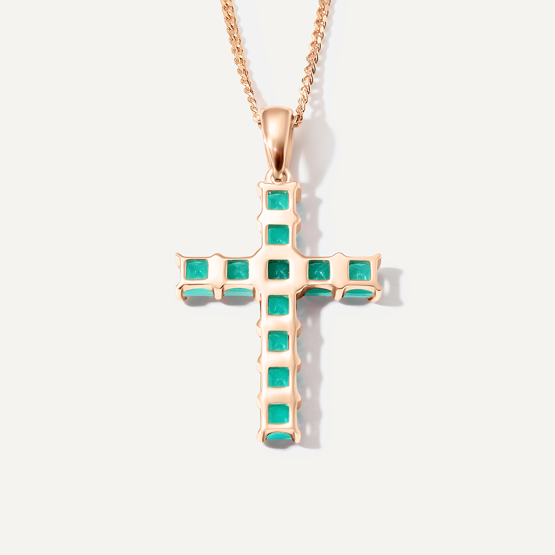 Серебряная подвеска-крест с агатами