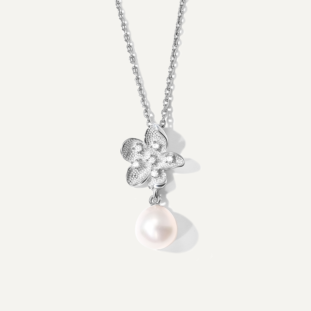 Серебряная подвеска с жемчугом "Цветок"