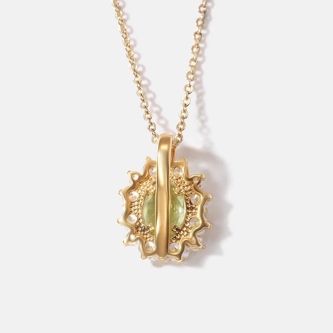 Серебряная подвеска с хризолитом "Цветок"