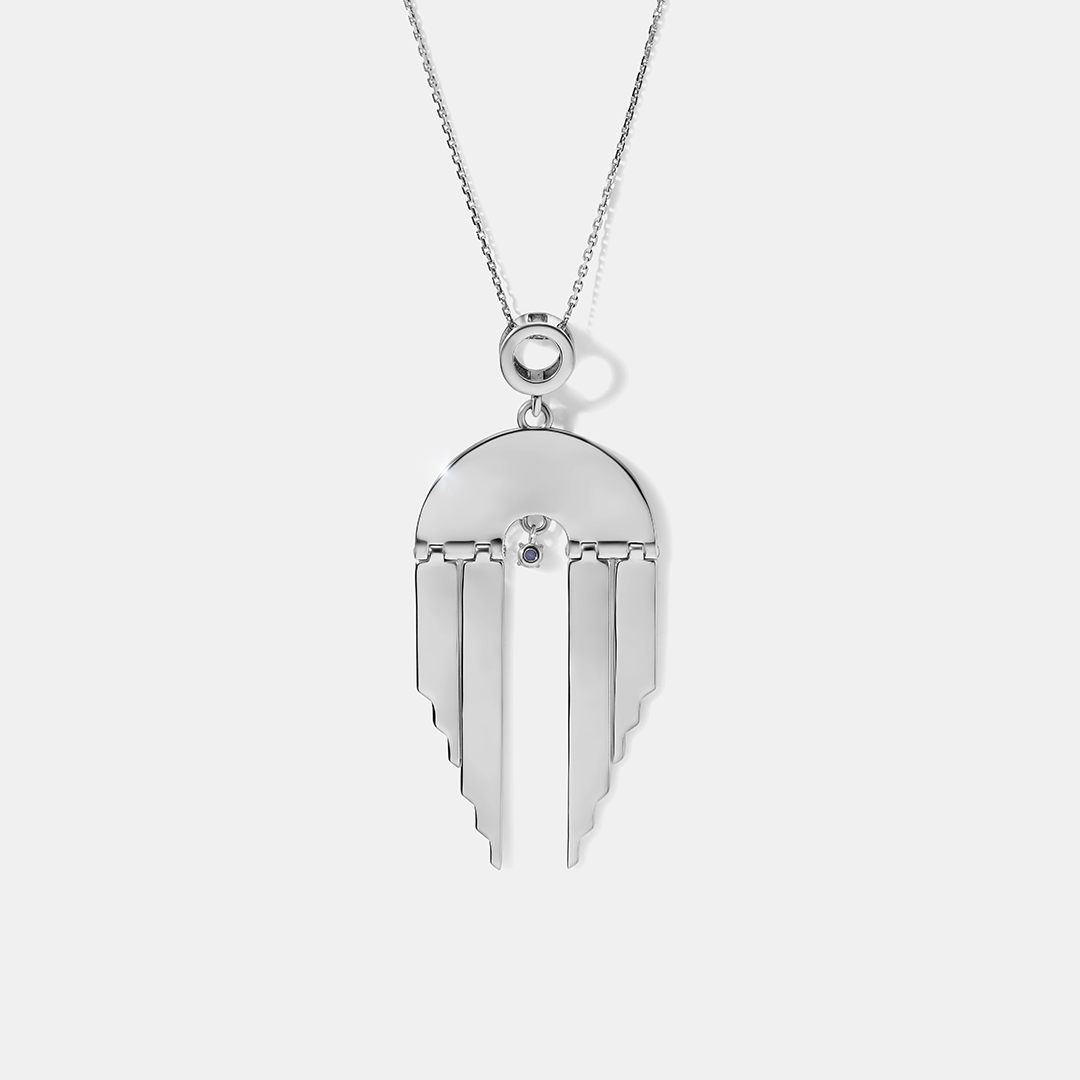 Серебряная подвеска с танзанитом "Акафист покрову пресвятой Богородицы"