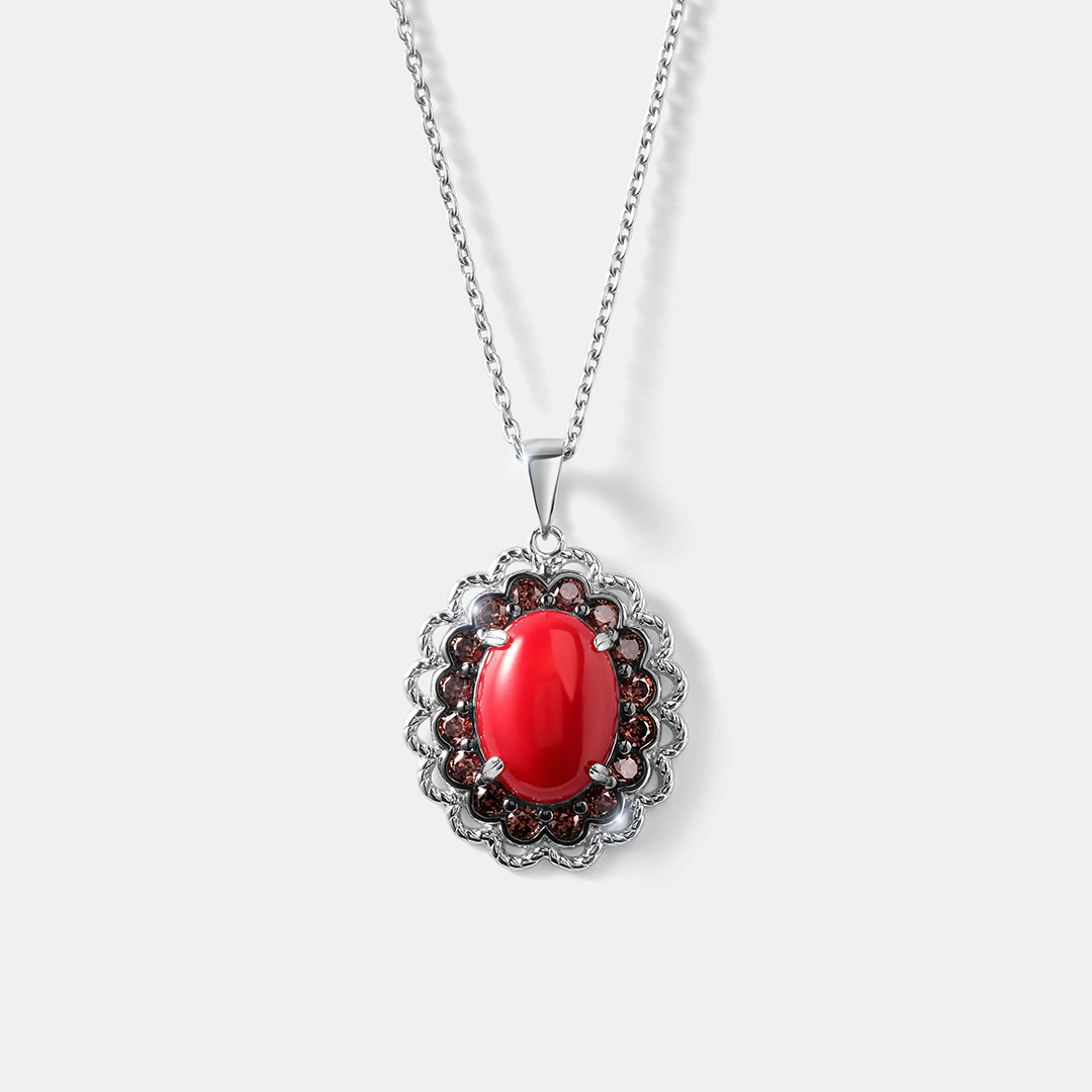 Серебряная подвеска с кораллом