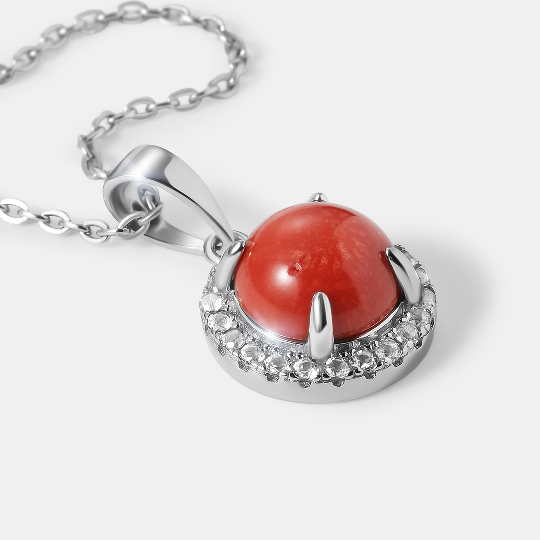 Серебряная подвеска с кораллом
