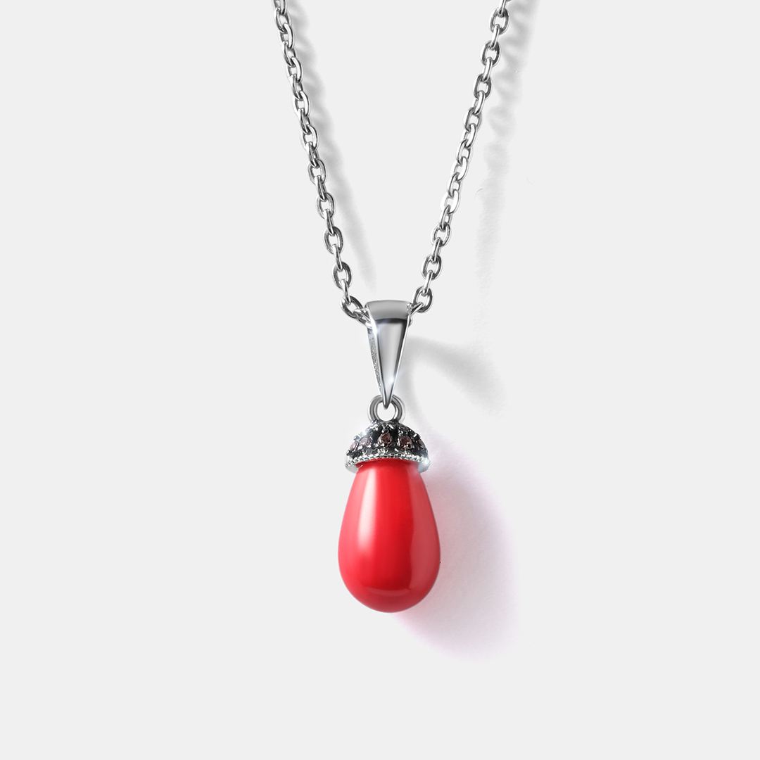 Серебряная подвеска с кораллом