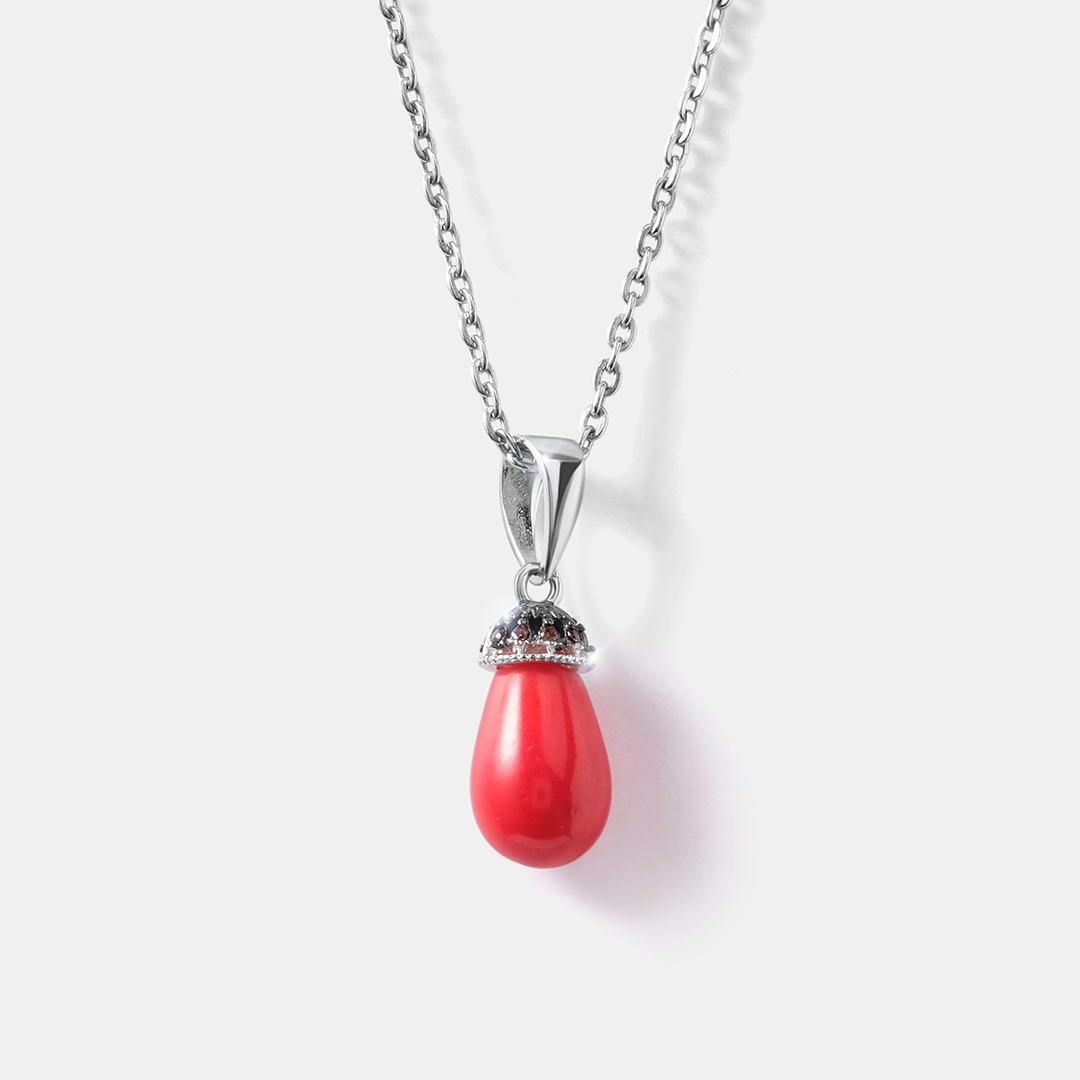 Серебряная подвеска с кораллом