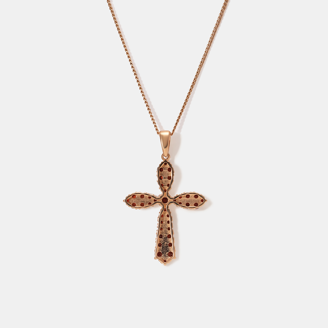 Серебряная подвеска-крест с гранатами Мозамбик