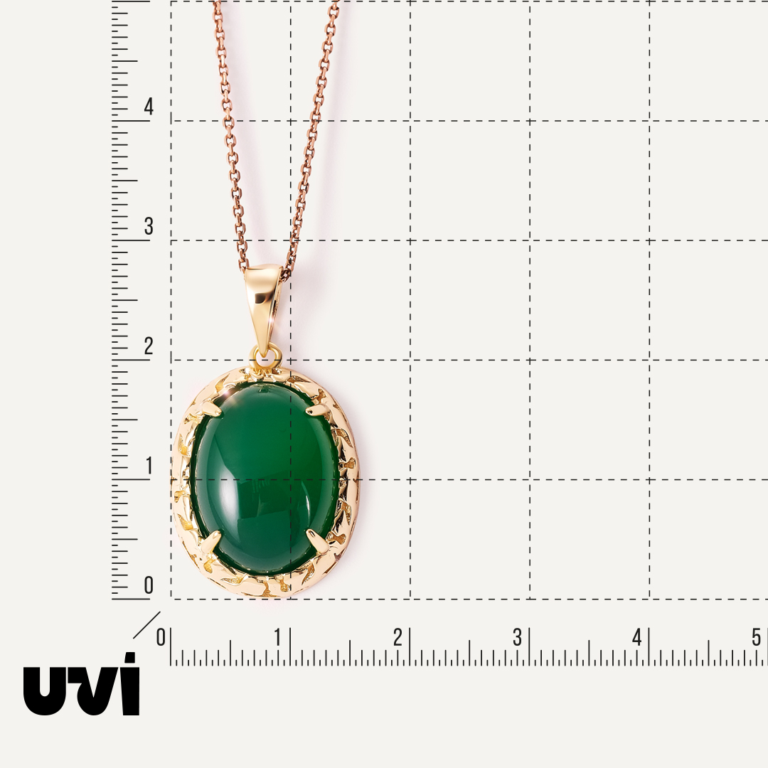 Серебряная подвеска с зеленым халцедоном