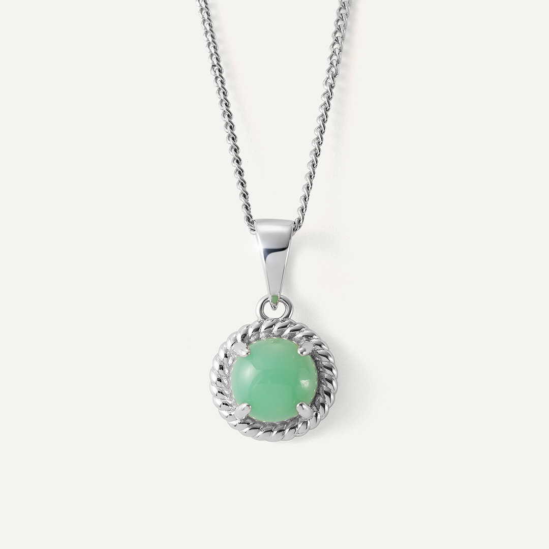 Серебряная подвеска с зеленым халцедоном