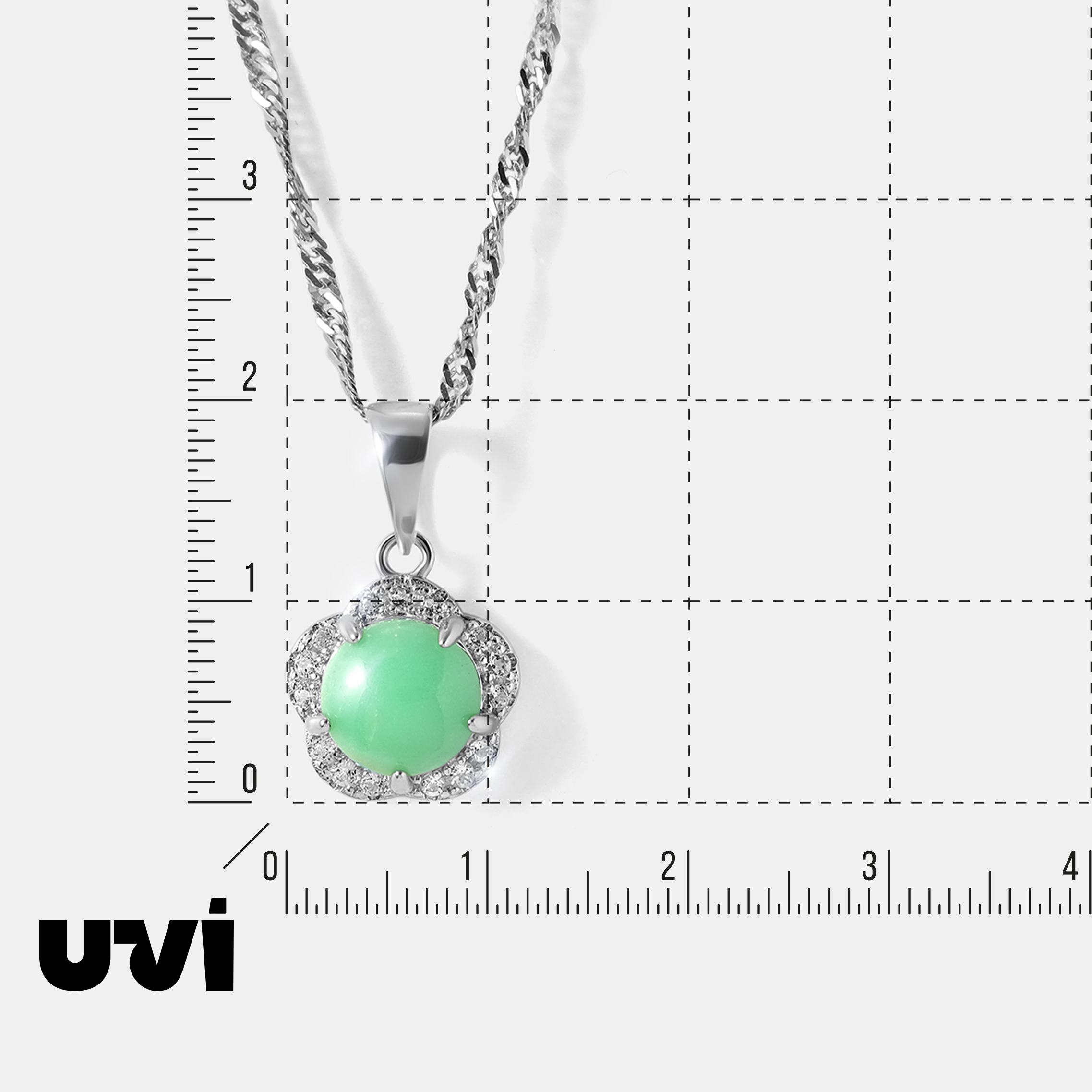 Серебряная подвеска с зеленым халцедоном "Цветок"