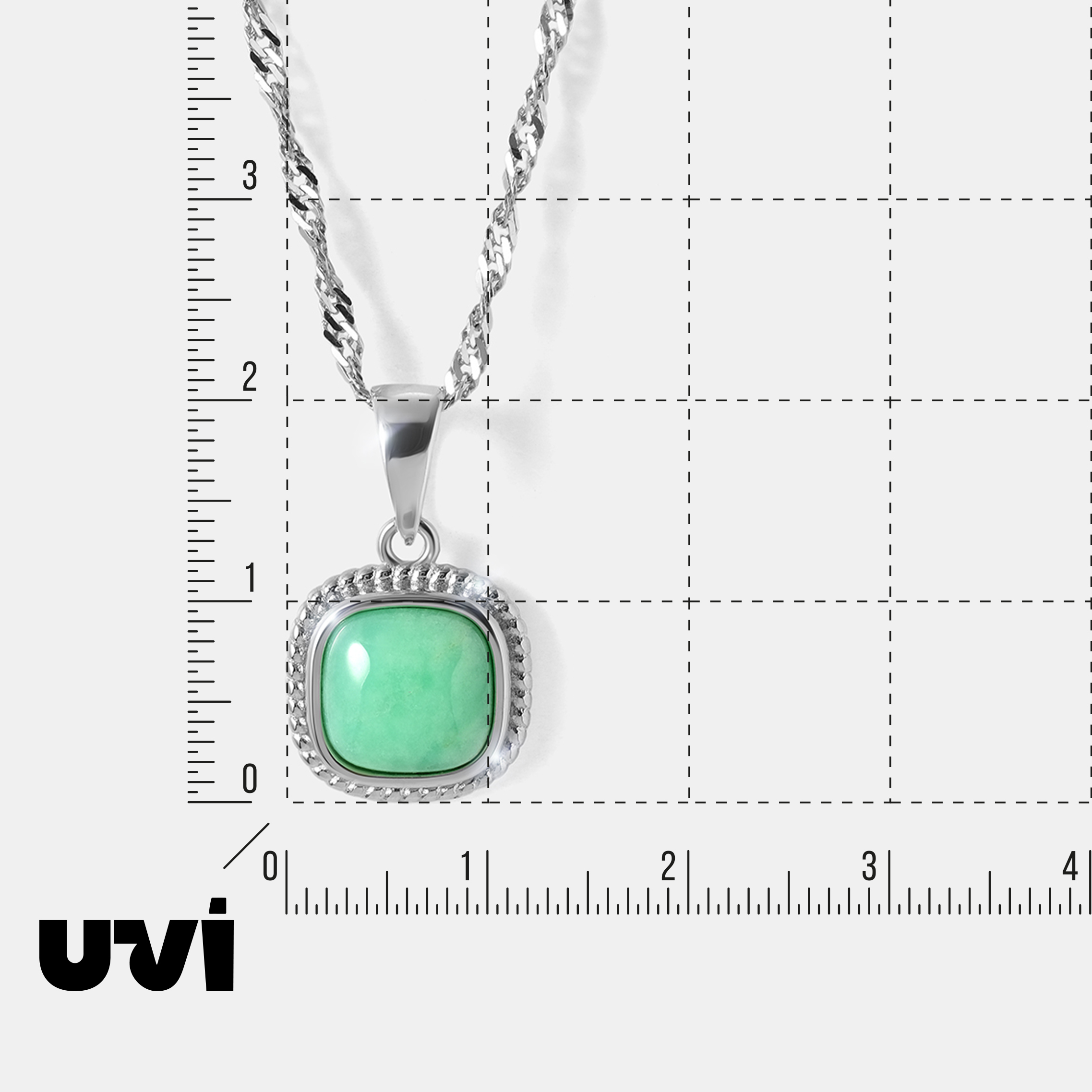 Серебряная подвеска с зеленым халцедоном