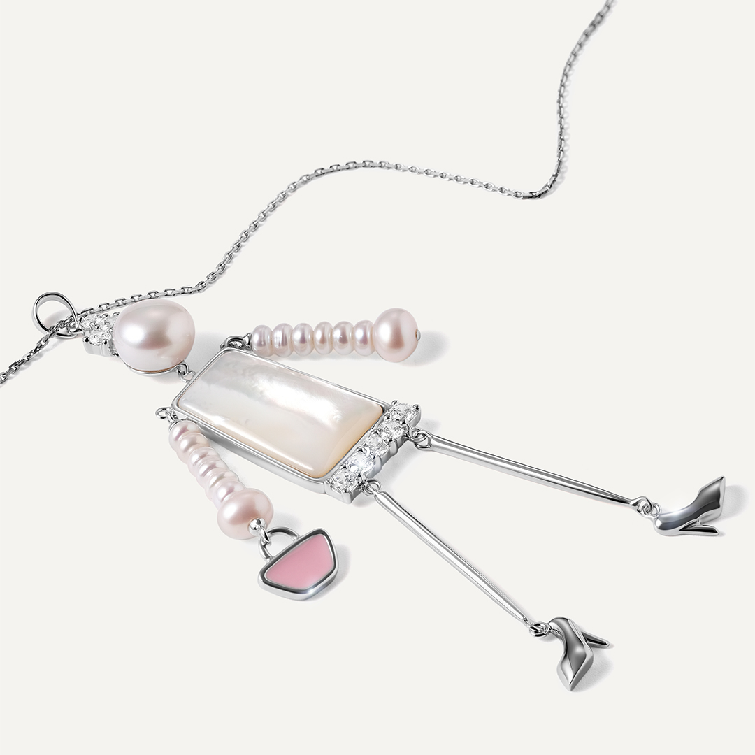 Серебряная подвеска с перламутром и жемчугом