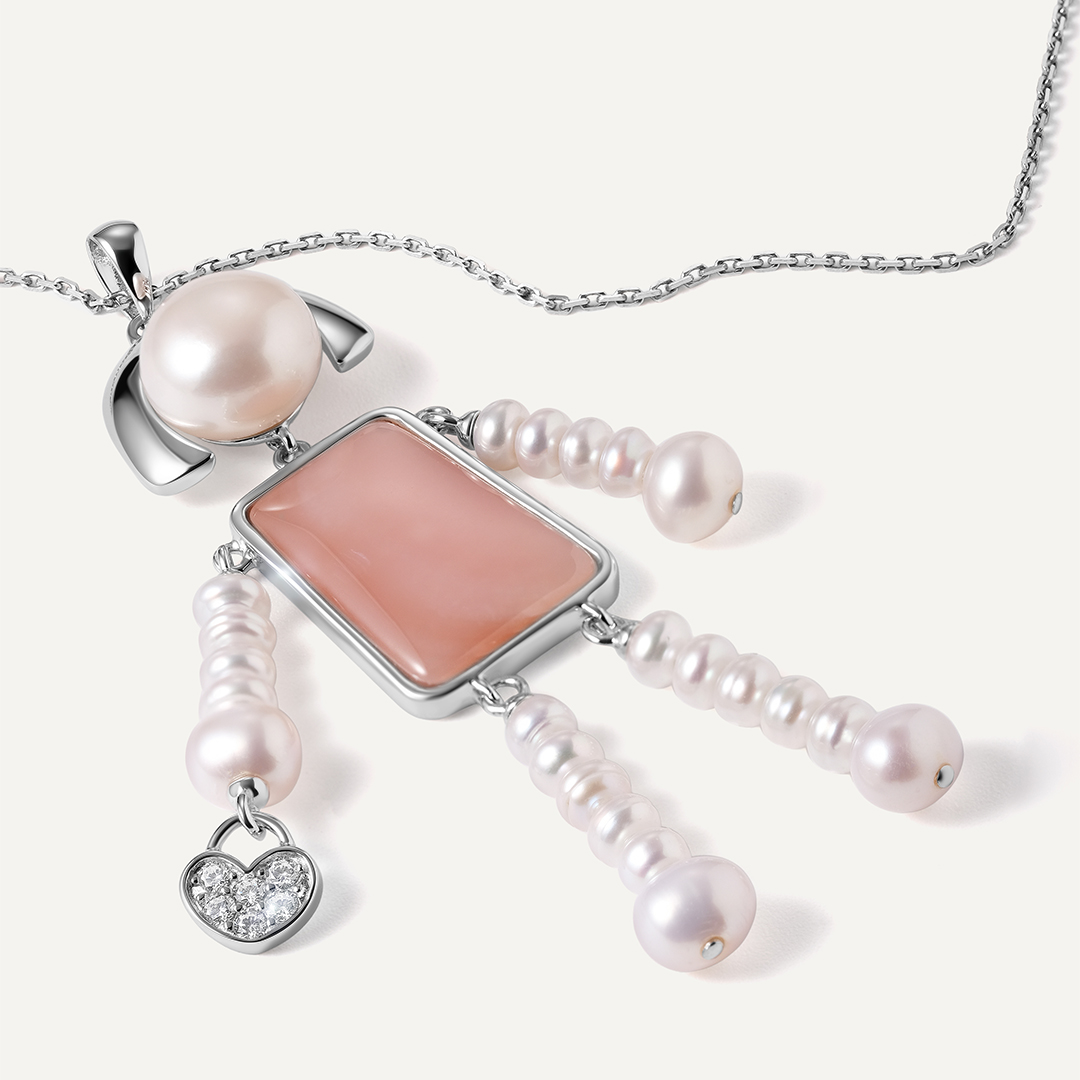 Серебряная подвеска с перламутром и жемчугом