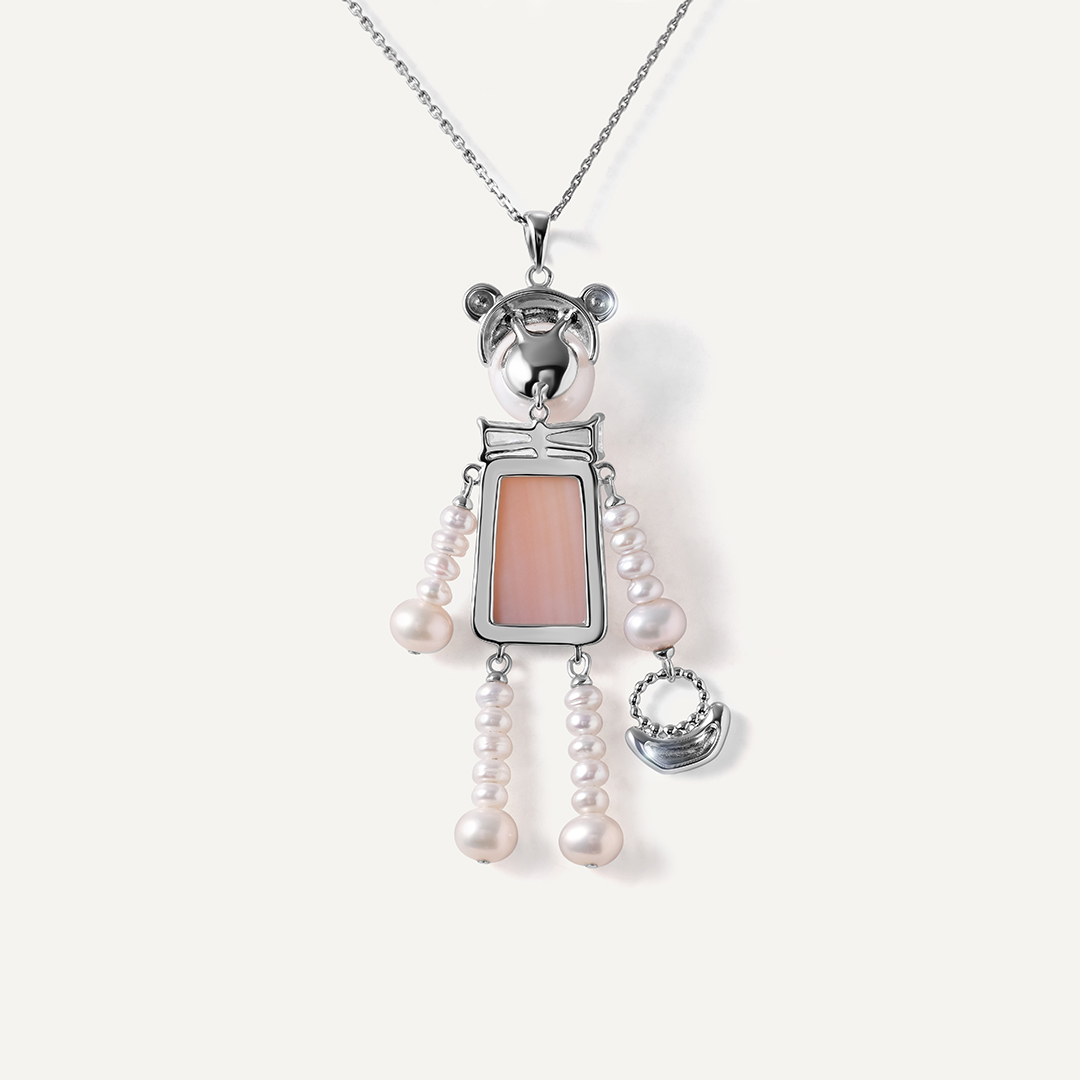 Серебряная подвеска с перламутром и жемчугом