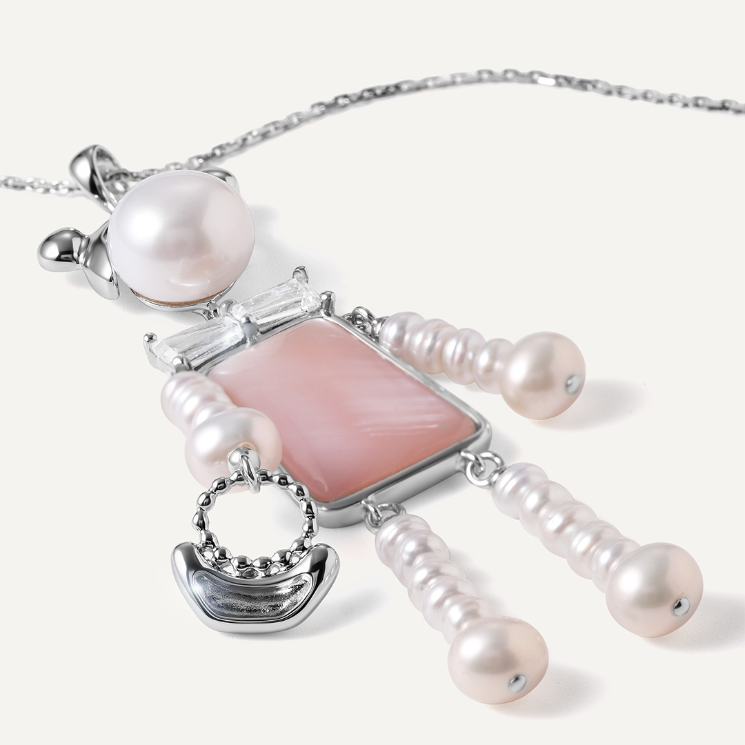 Серебряная подвеска с перламутром и жемчугом