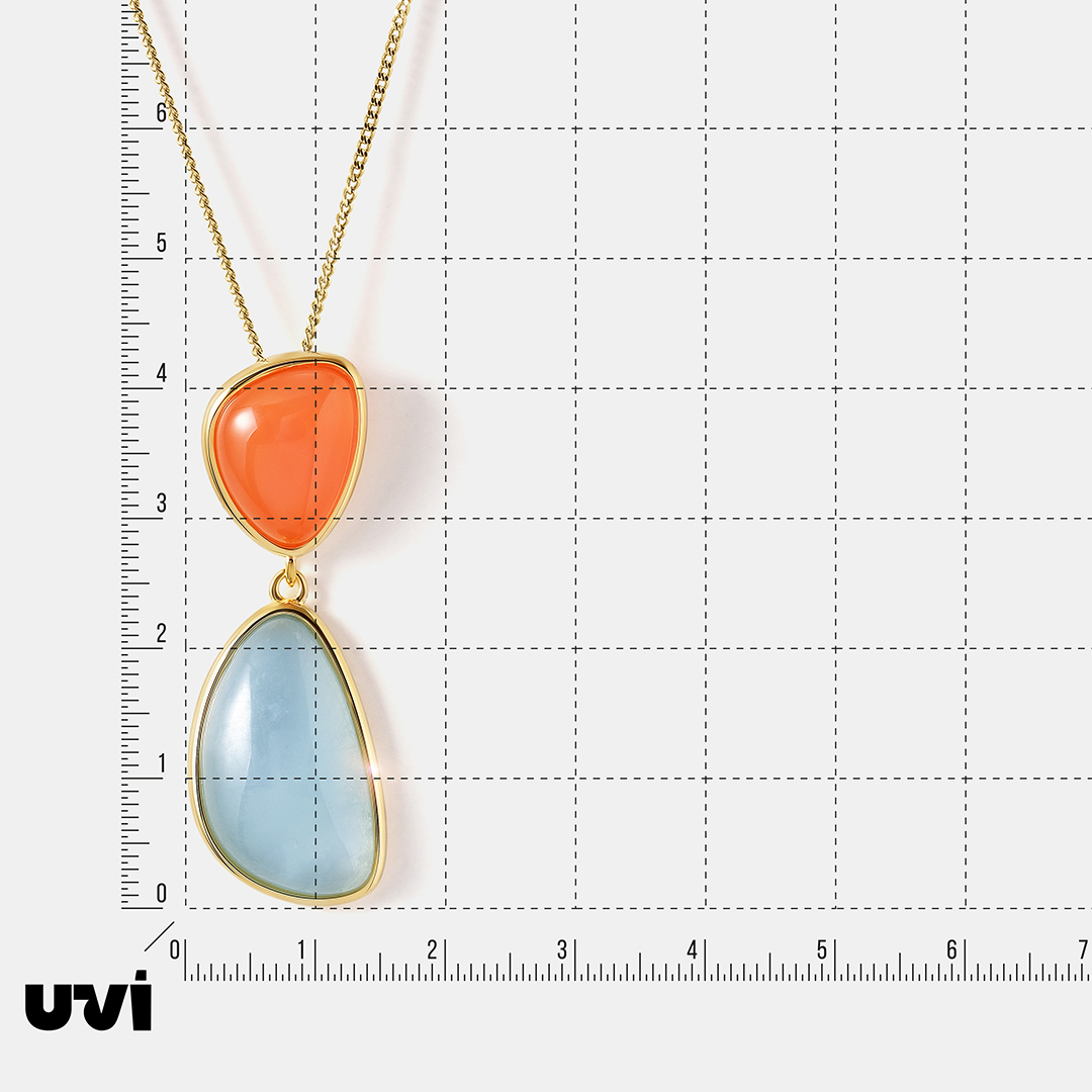 Серебряная подвеска с аквамарином и халцедоном