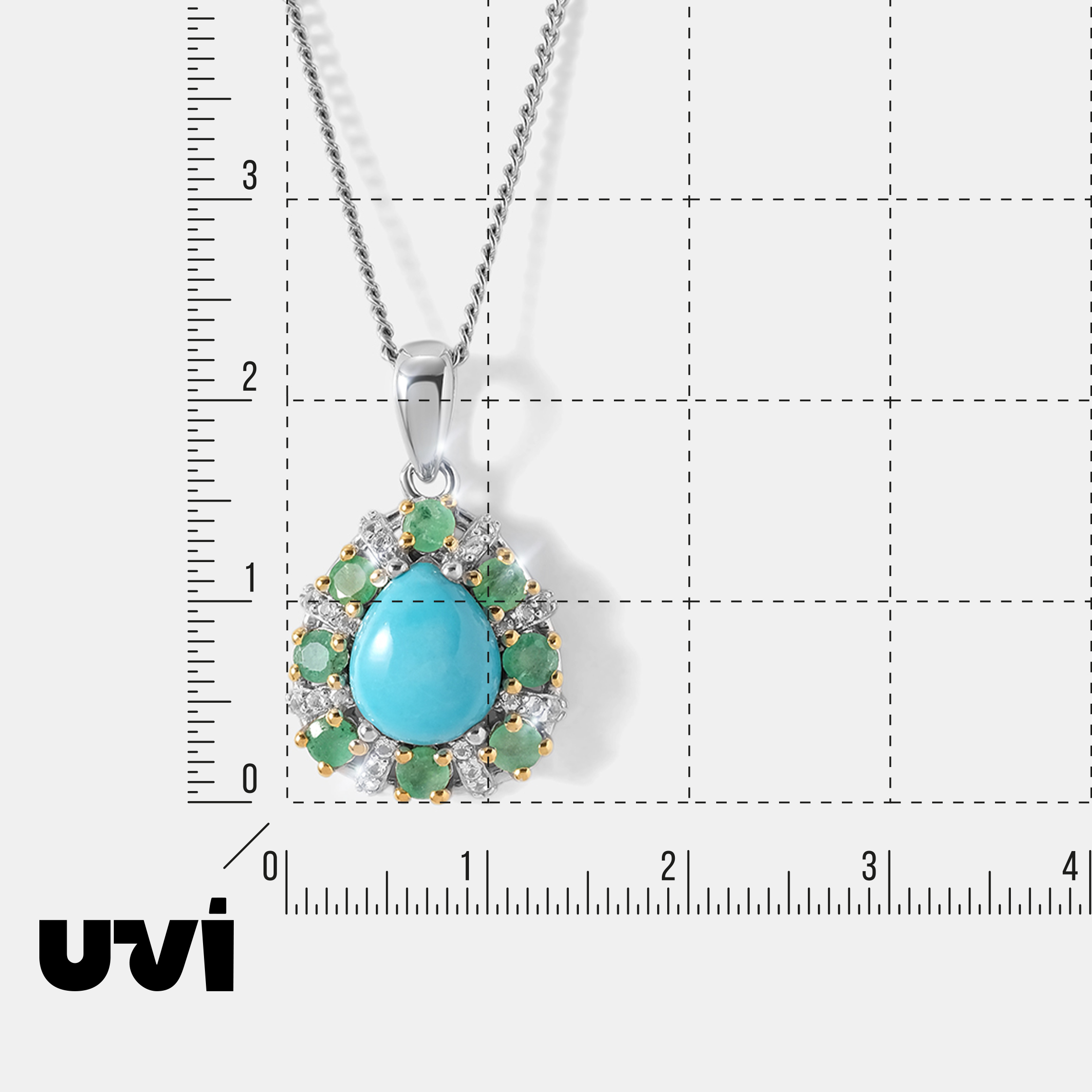 Серебряная подвеска с бирюзой и изумрудами