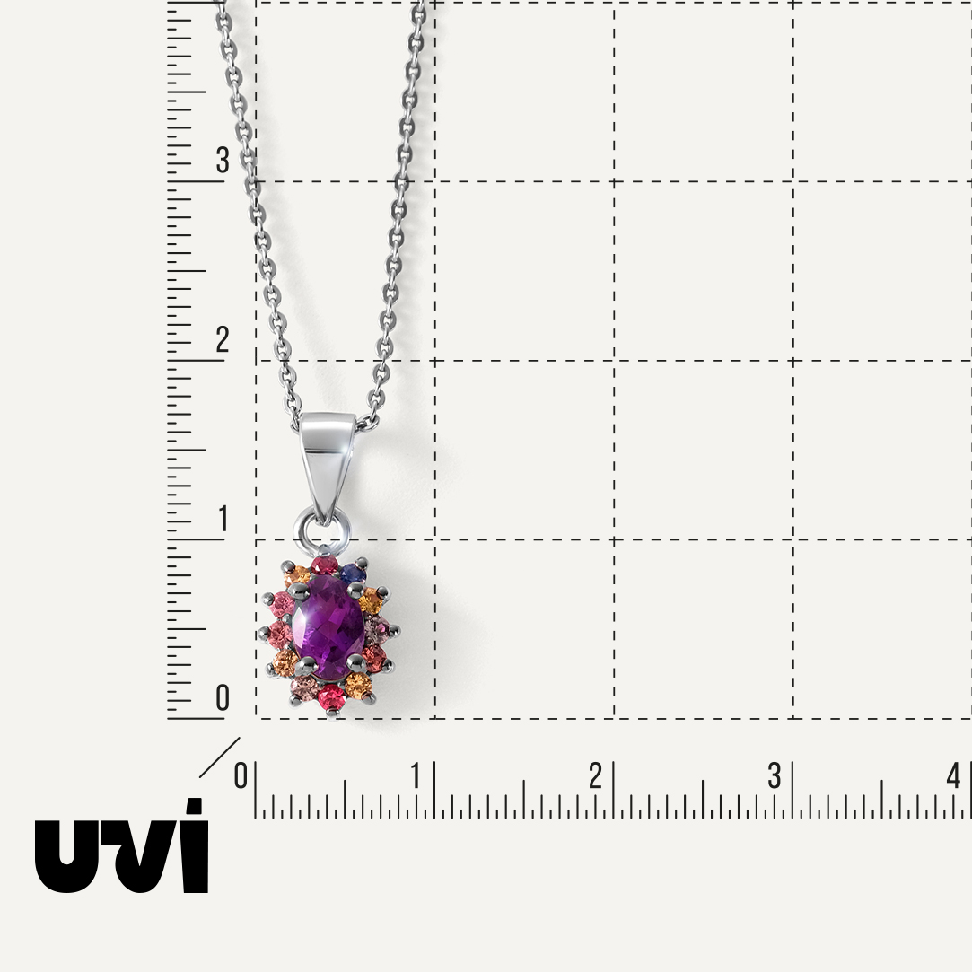 Серебряная подвеска с аметистом и мультисапфирами