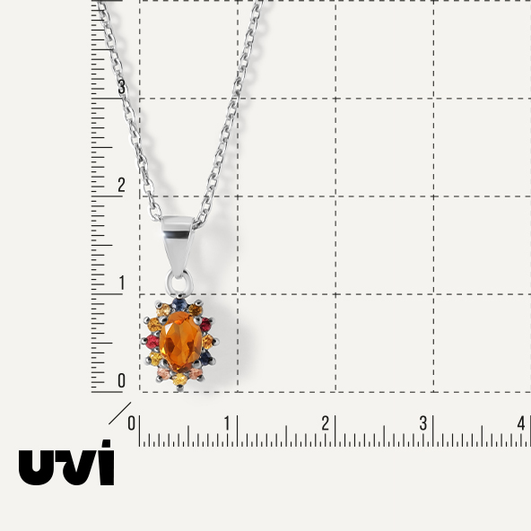 Серебряная подвеска с цитрином и мультисапфирами