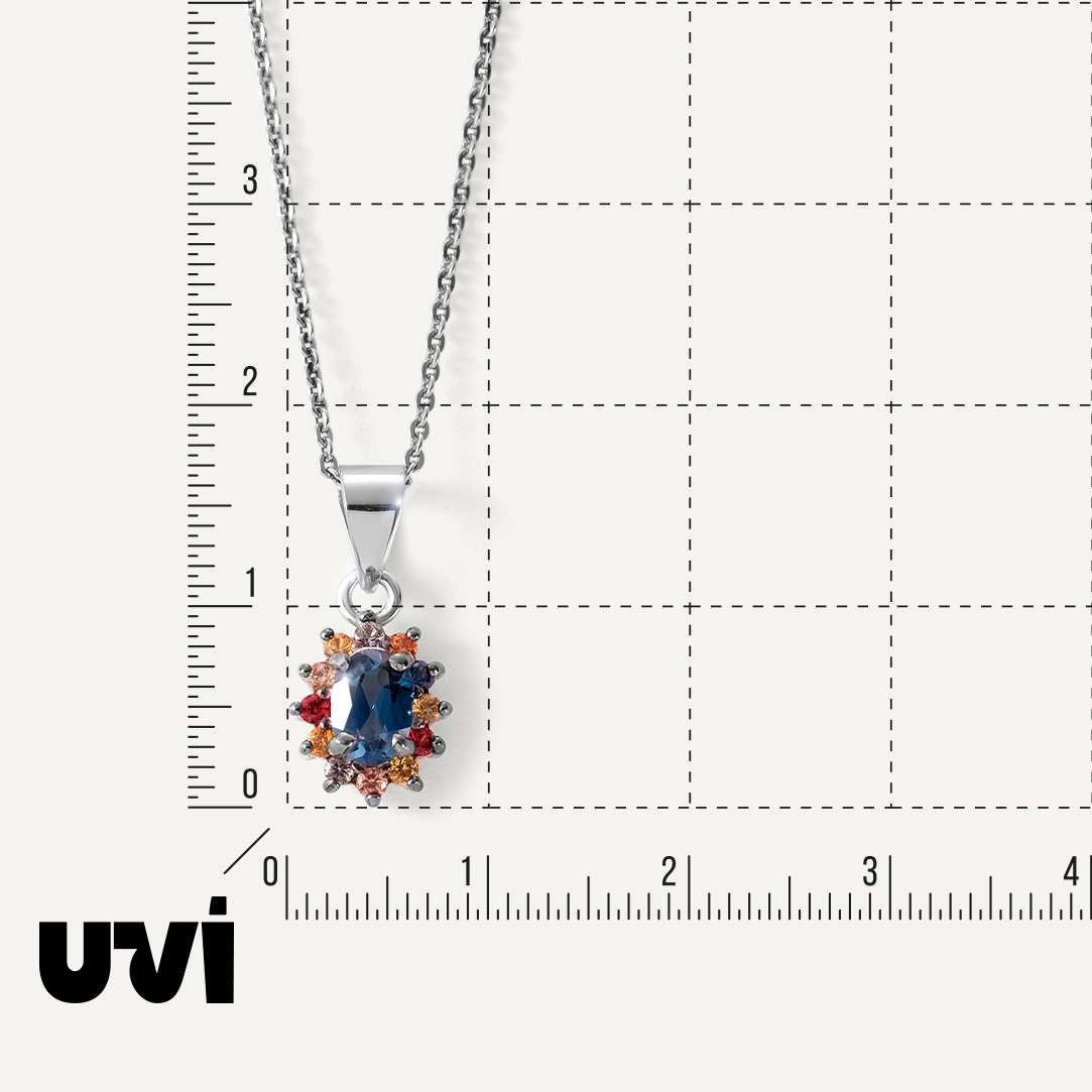 Серебряная подвеска с топазом Лондон и мультисапфирами