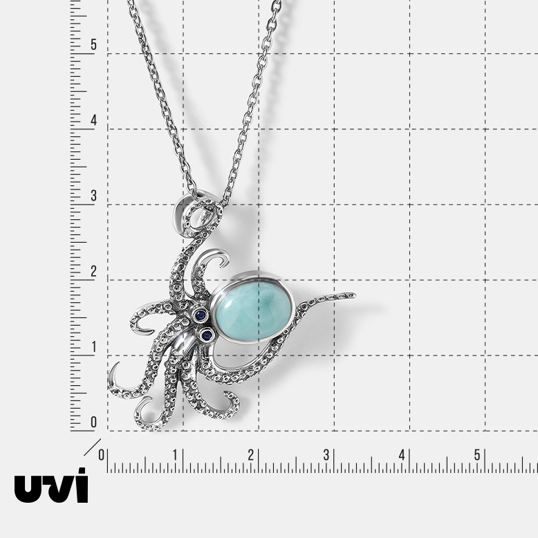 Серебряная подвеска с ларимаром "Осьминог"