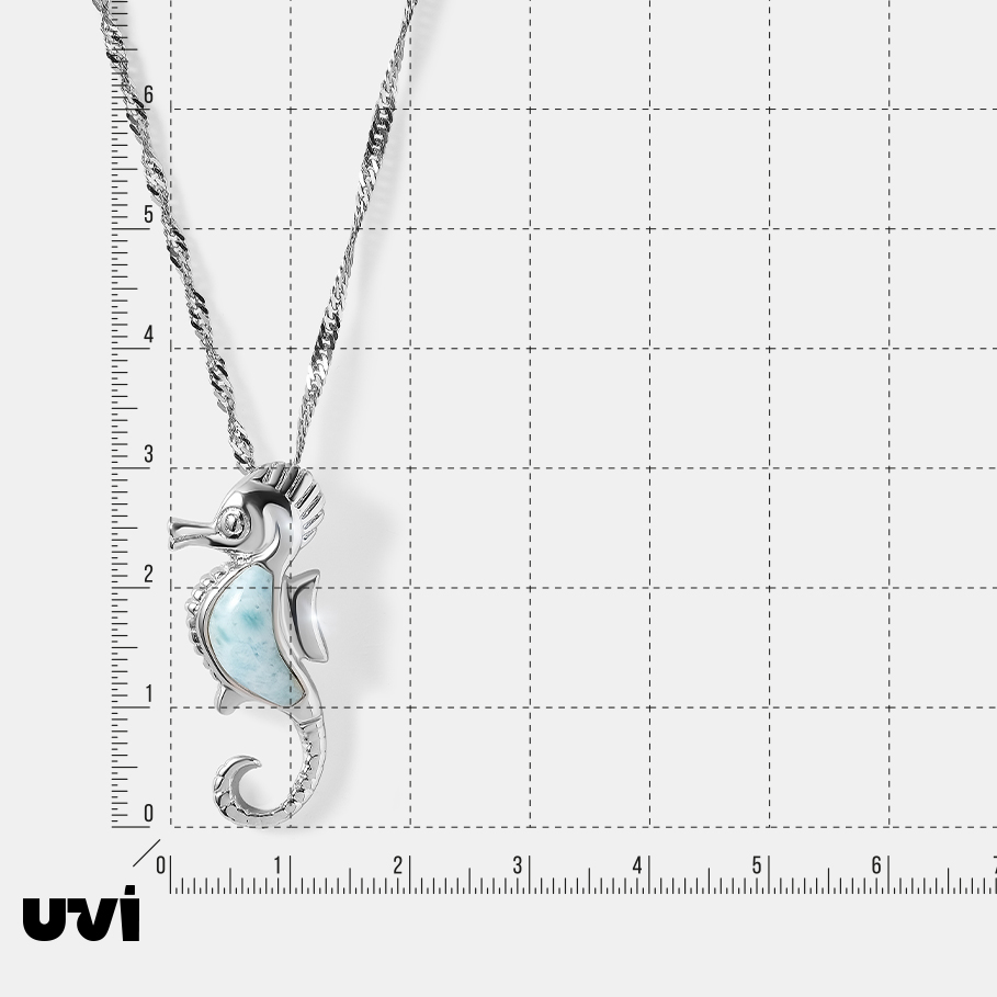 Серебряная подвеска с ларимаром "Морской конек"