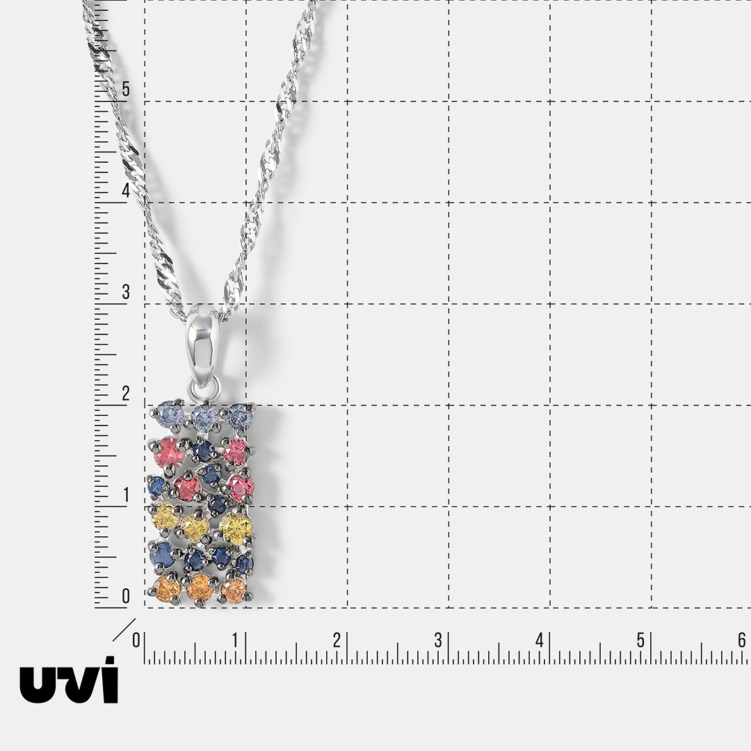 Серебряная подвеска с мультисапфирами