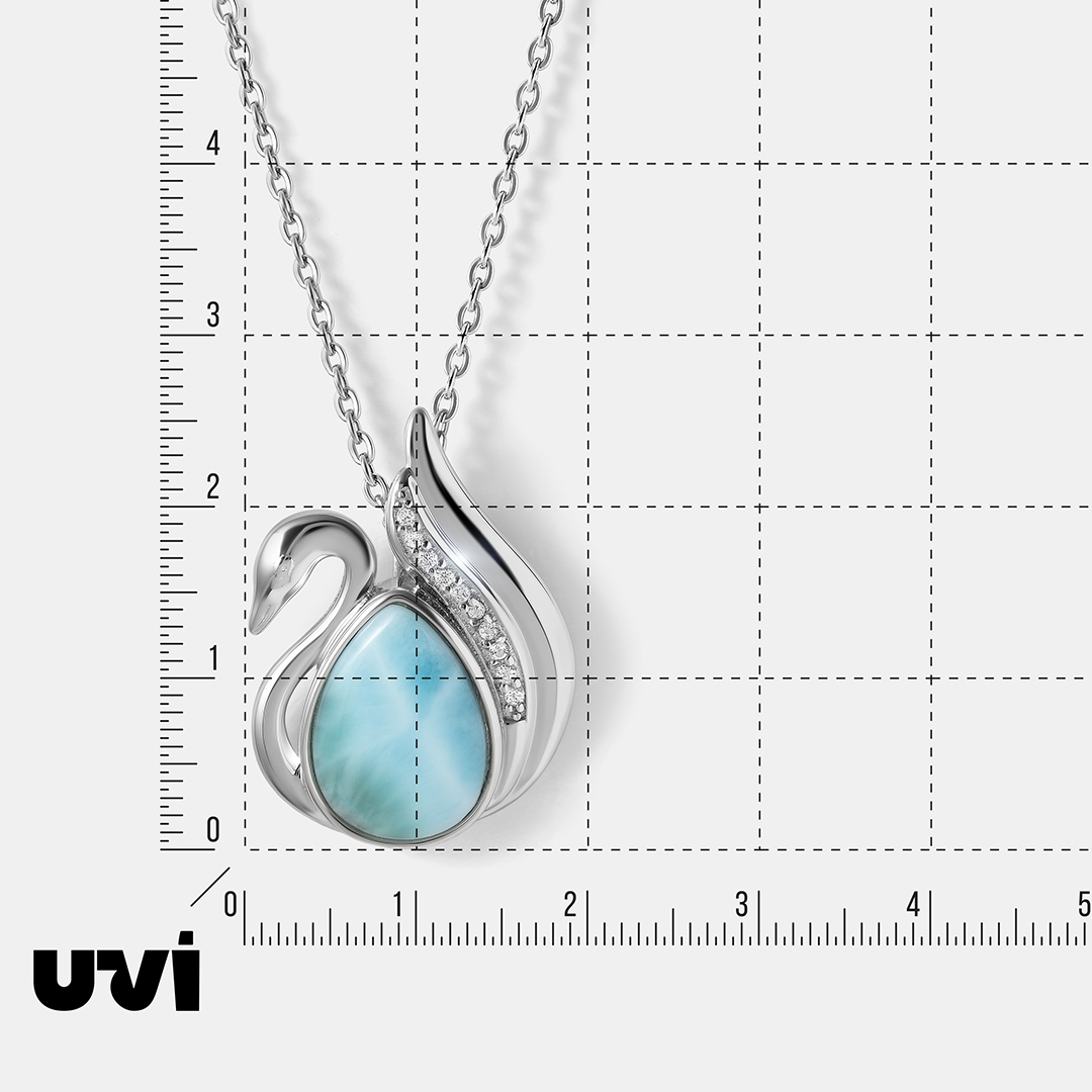 Серебряная подвеска с ларимаром "Лебедь"