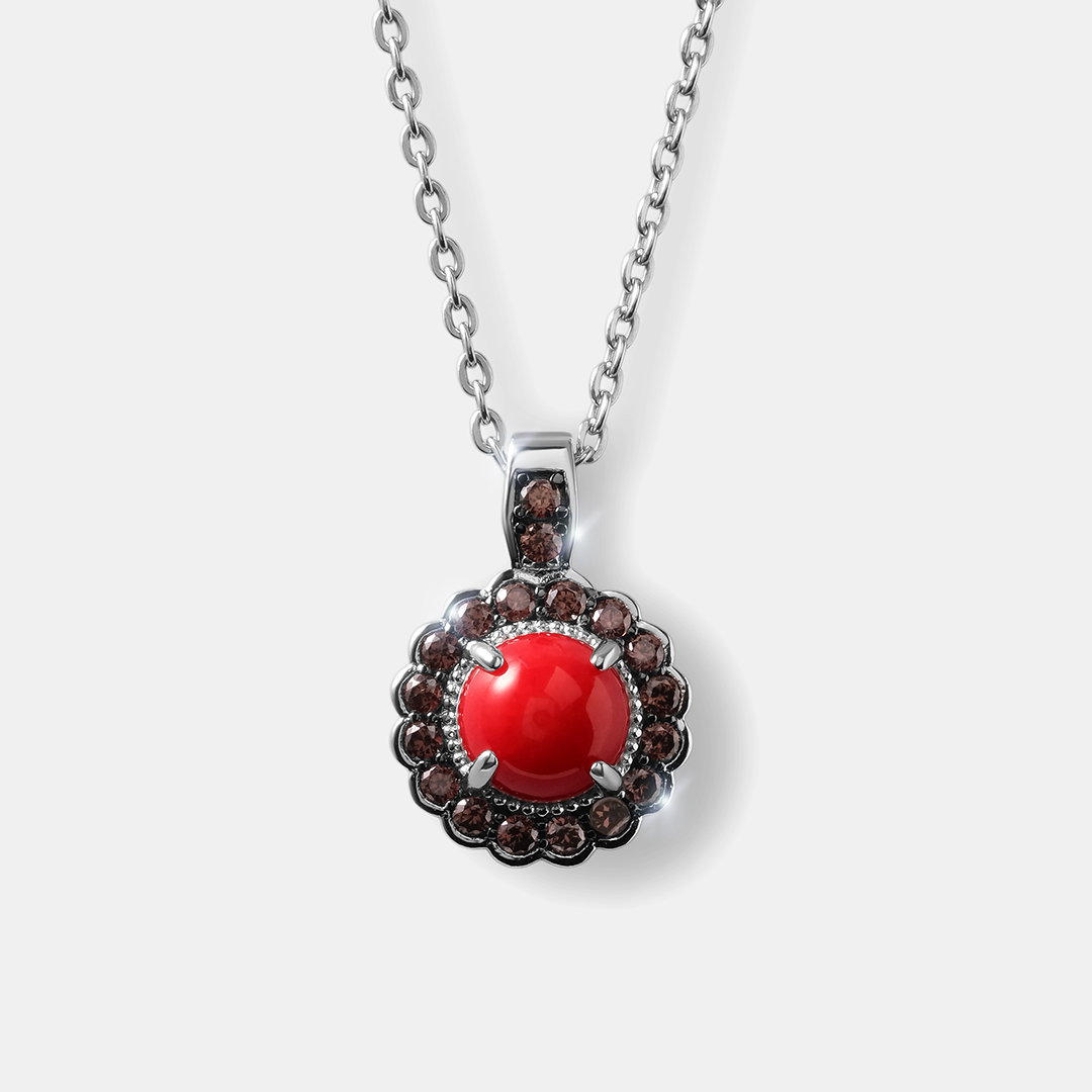Серебряная подвеска с кораллом