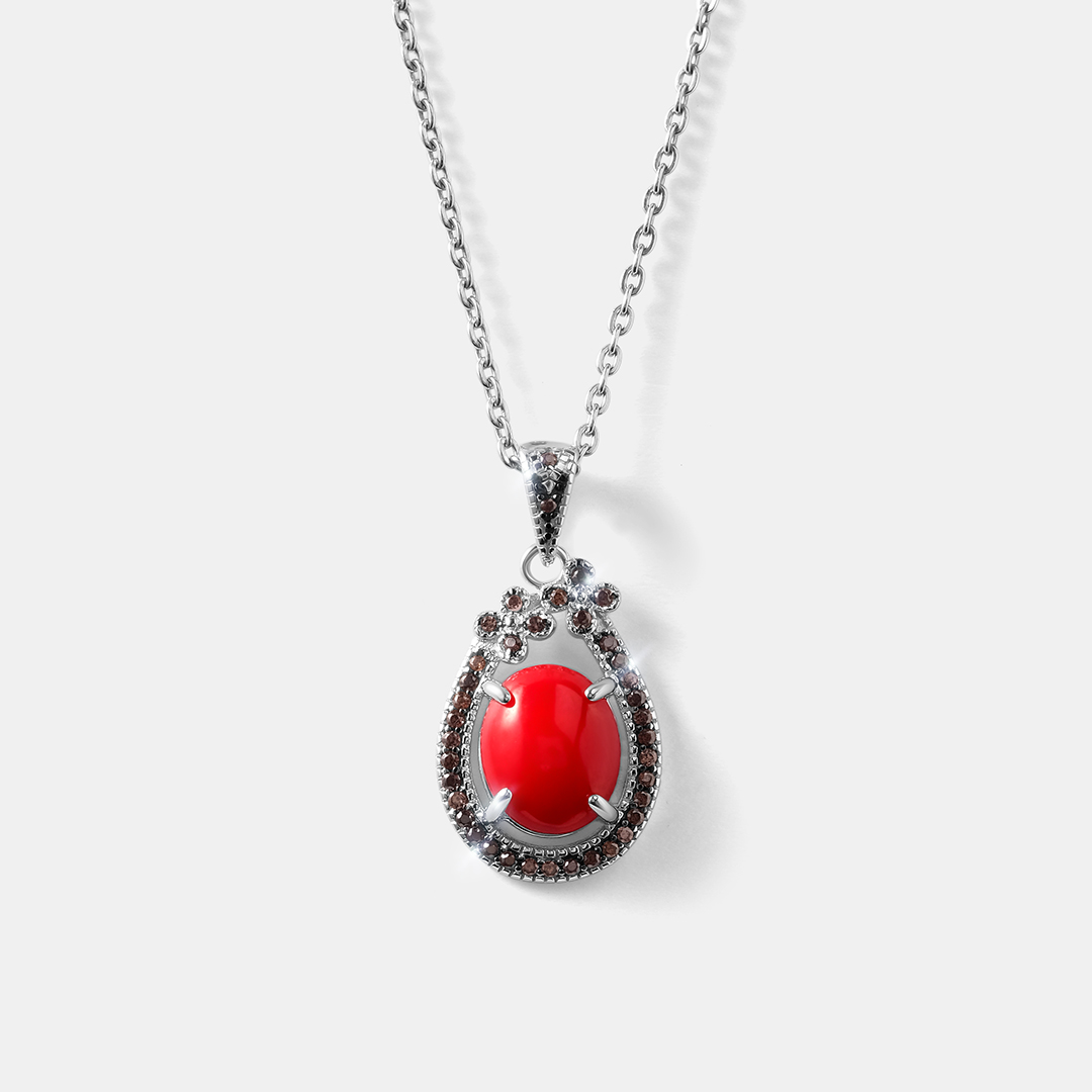 Серебряная подвеска с кораллом