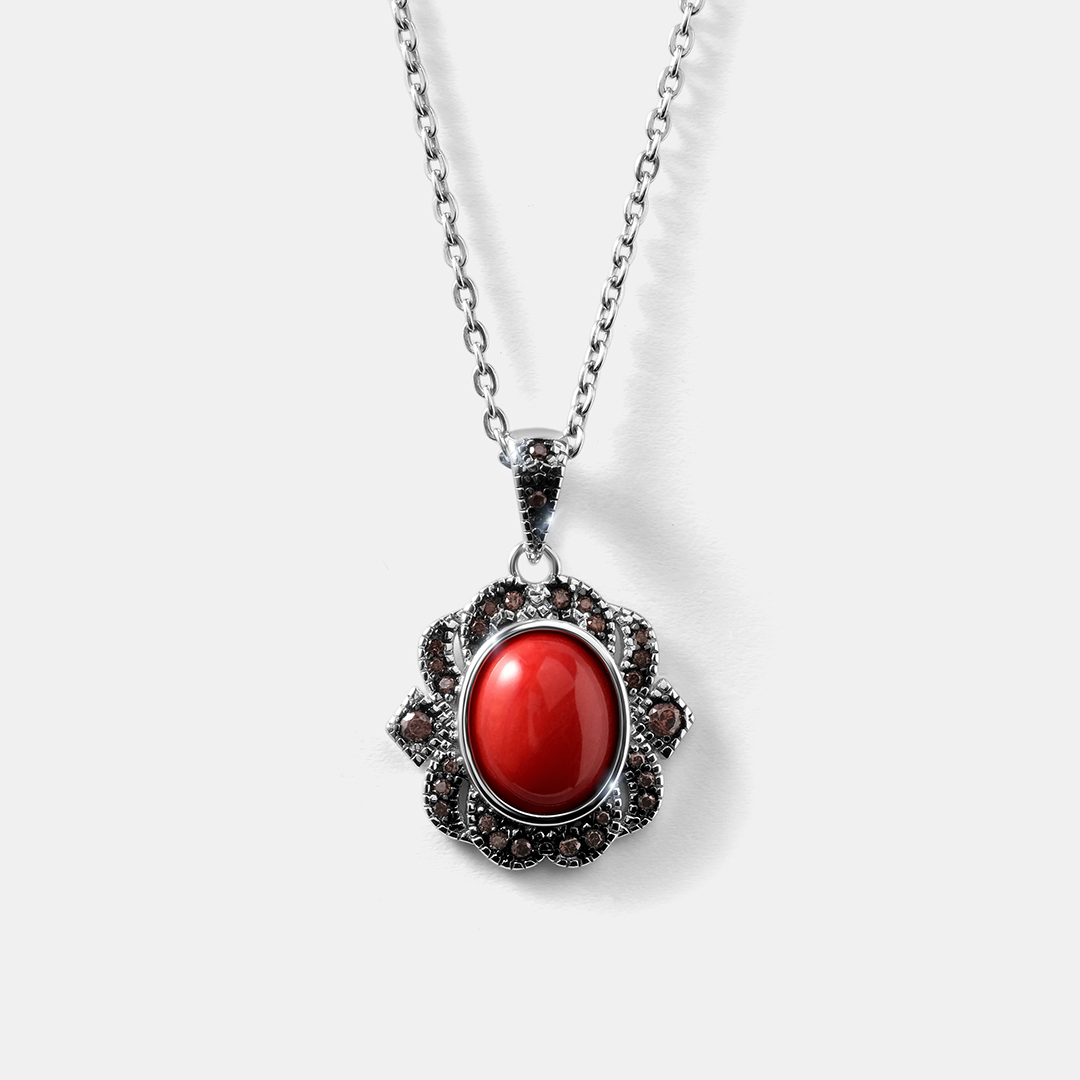 Серебряная подвеска с кораллом