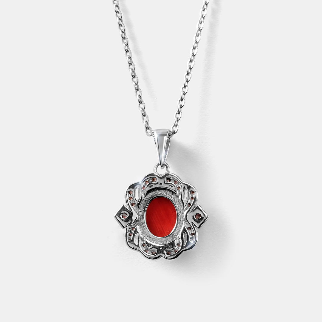 Серебряная подвеска с кораллом