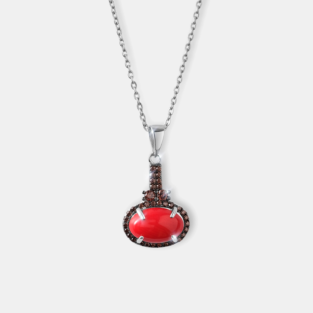 Серебряная подвеска с кораллом