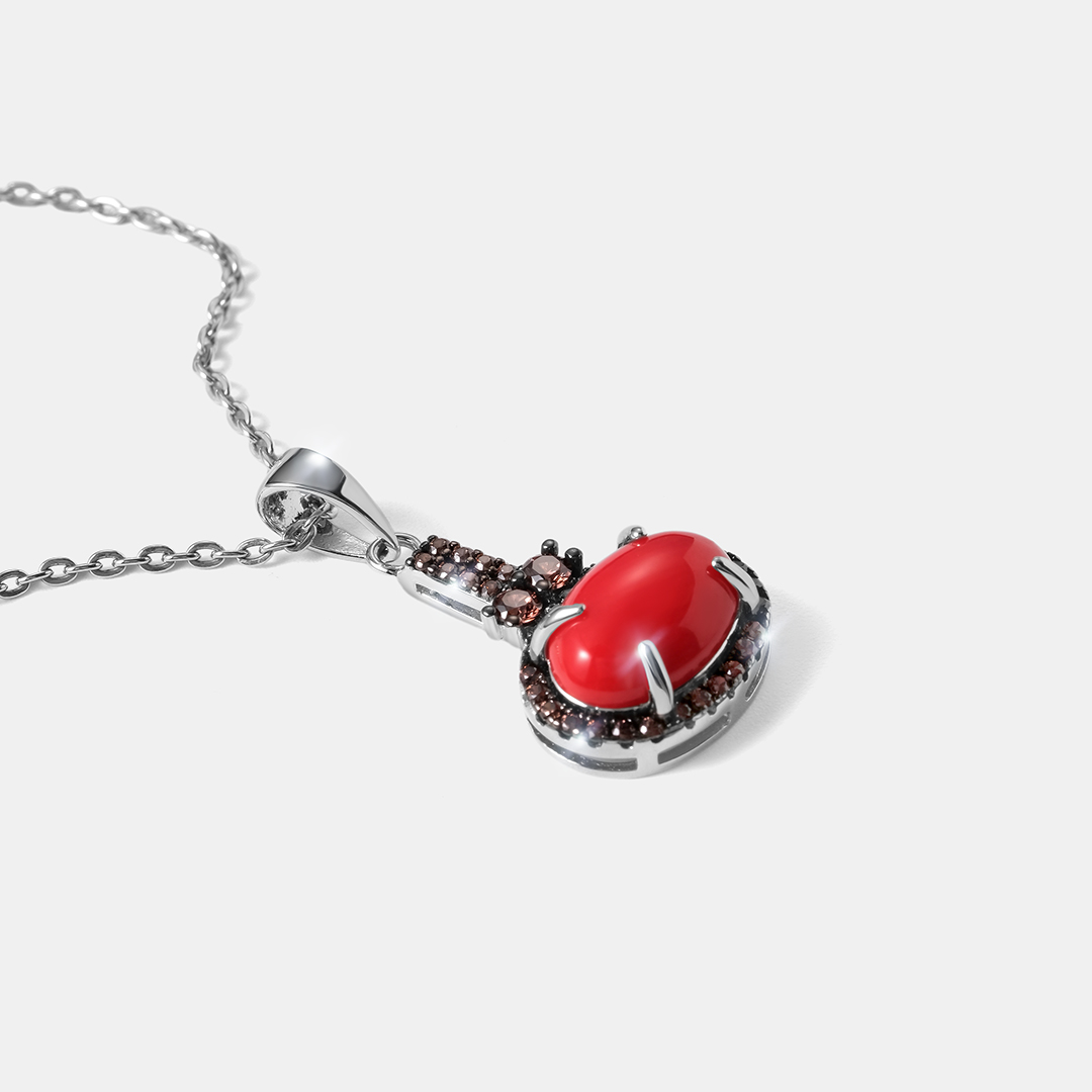 Серебряная подвеска с кораллом