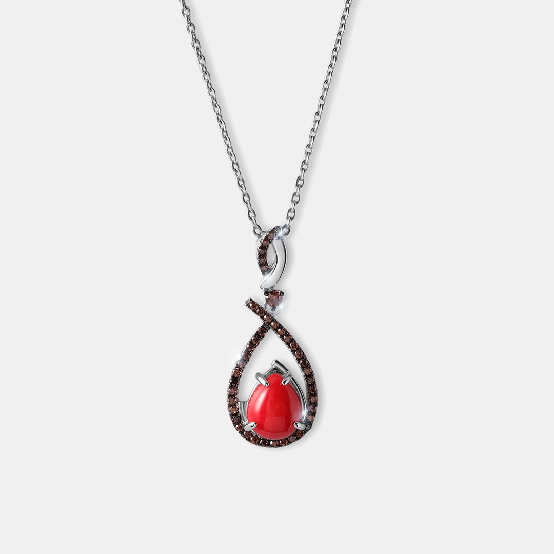 Серебряная подвеска с кораллом