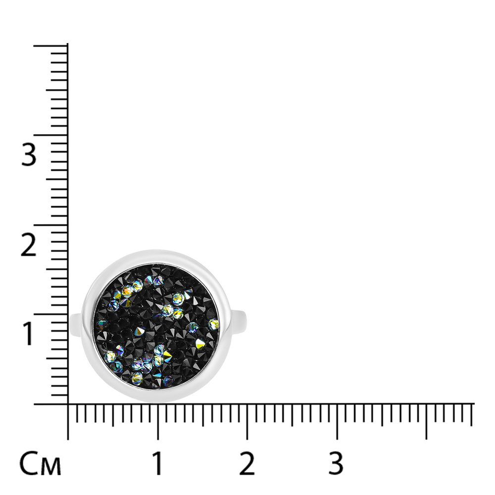 Серебряное кольцо 925 пробы; вставки Россыпь Кристалл Swarovski (черный, желтый);