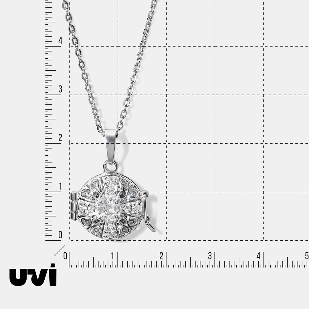 Серебряная подвеска-ладанка с фианитами "Казанская Божья Матерь"