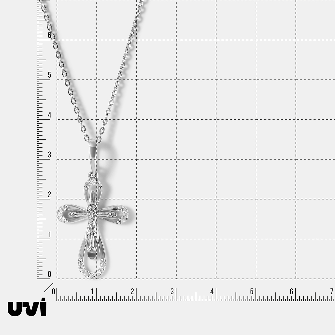 Серебряная подвеска-крест с фианитами