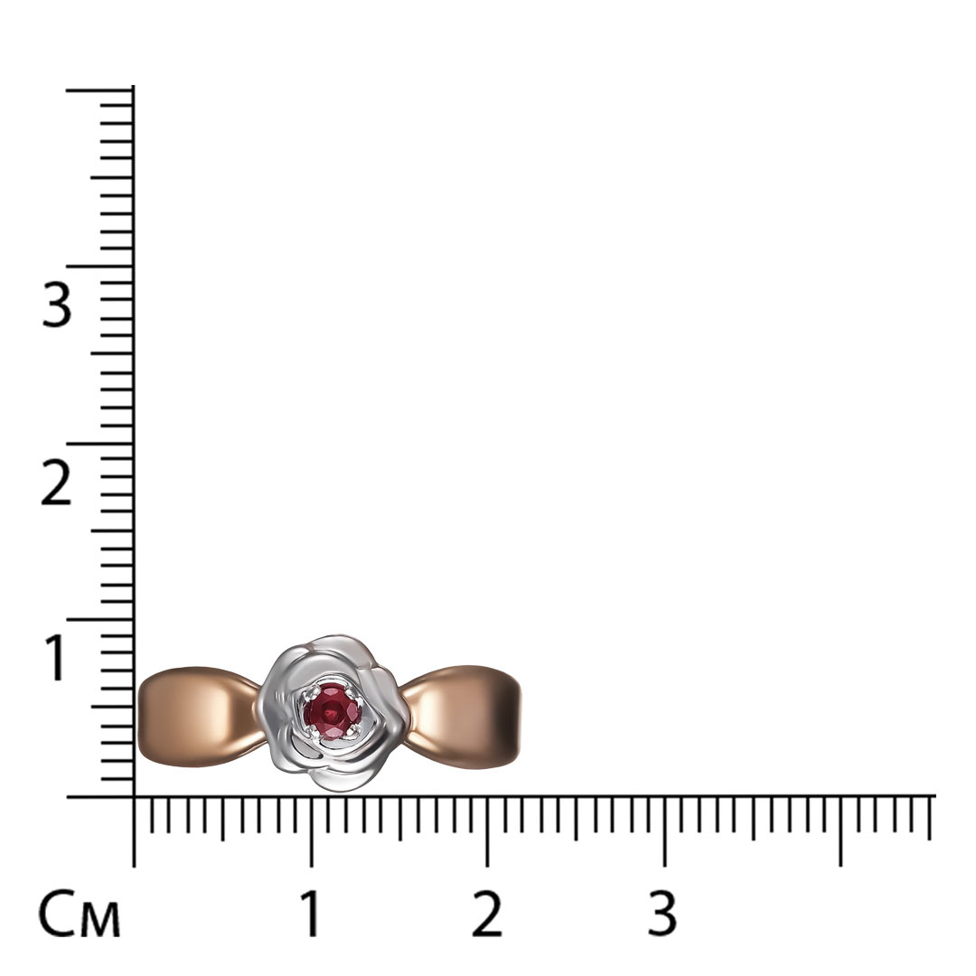 Серебряное кольцо с рубином "Цветок"