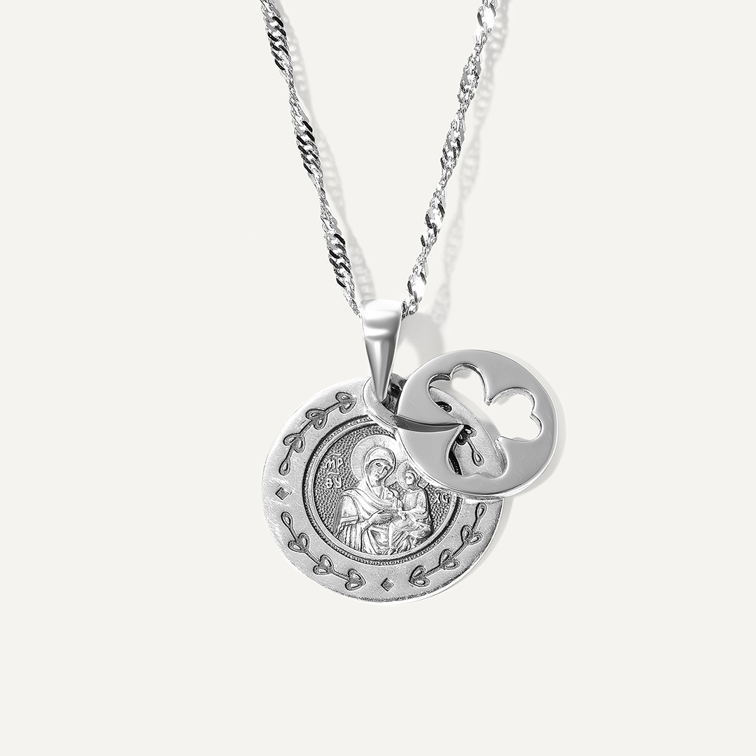 Серебряная подвеска "Тихвинская Божия Матерь"