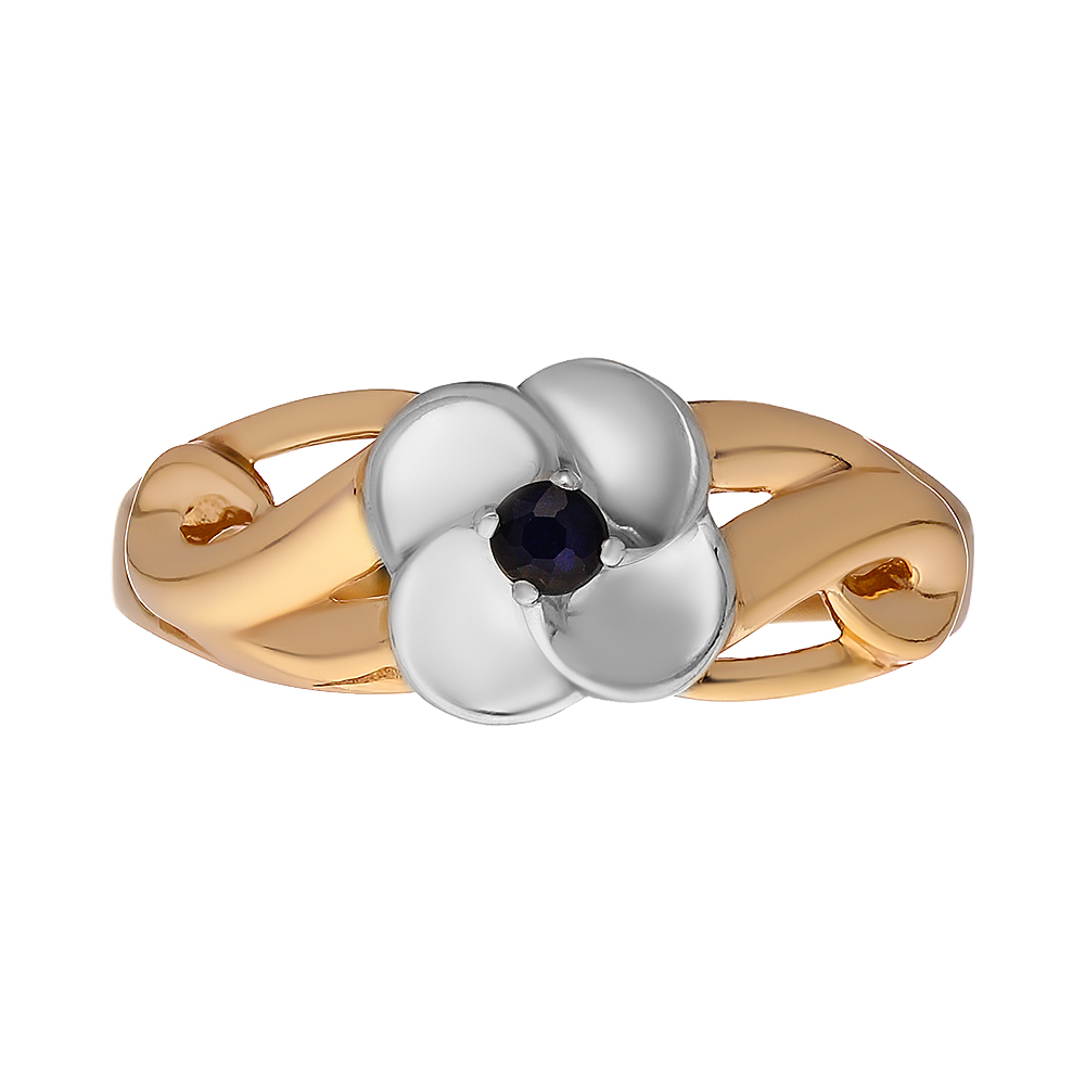Серебряное кольцо с сапфиром "Цветок"