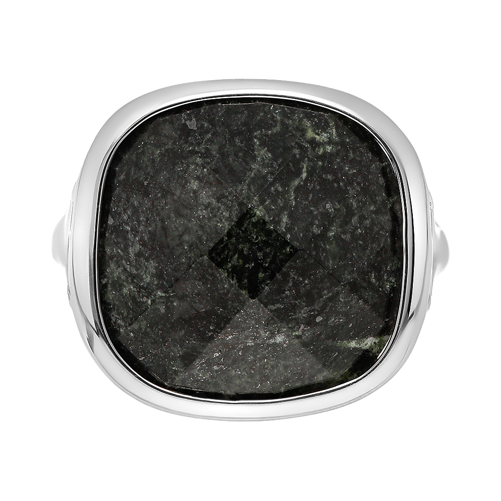 Серебряное кольцо 925 пробы; вставки 1 Змеевик;