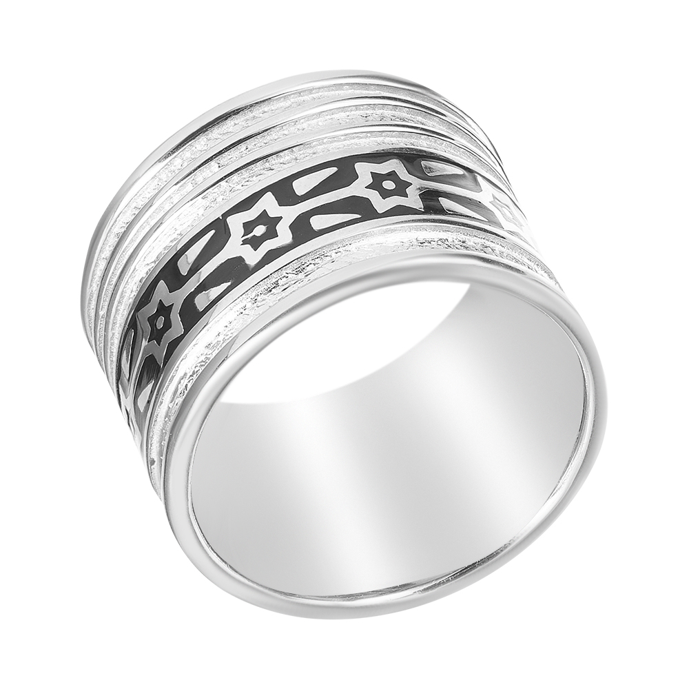 Серебряное кольцо 925 пробы; вставки Эмаль черная;