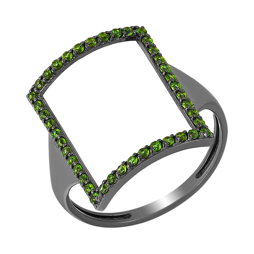 Серебряное кольцо с хромдиопсидами