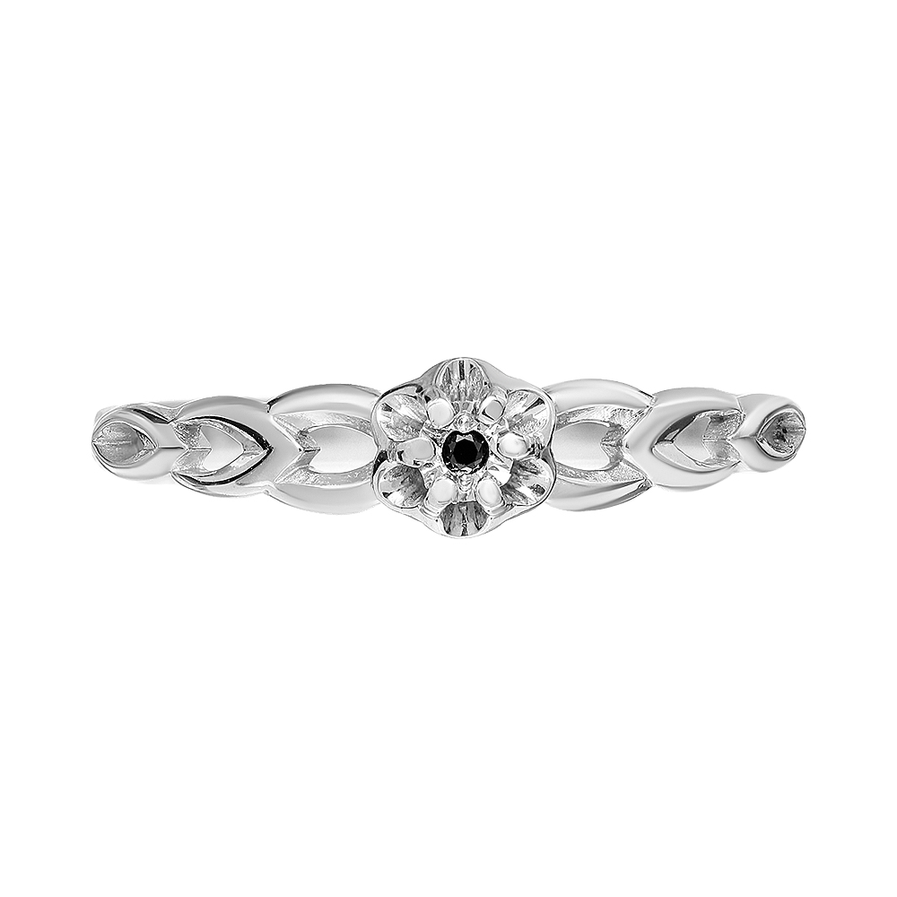 Серебряное кольцо 925 пробы; с алмазной обработкой; вставки 1 Бр.черн.Кр-57 0,007 7/9А;