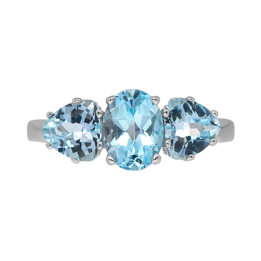 Серебряное кольцо 925 пробы; вставки 3 Топаз Sky;