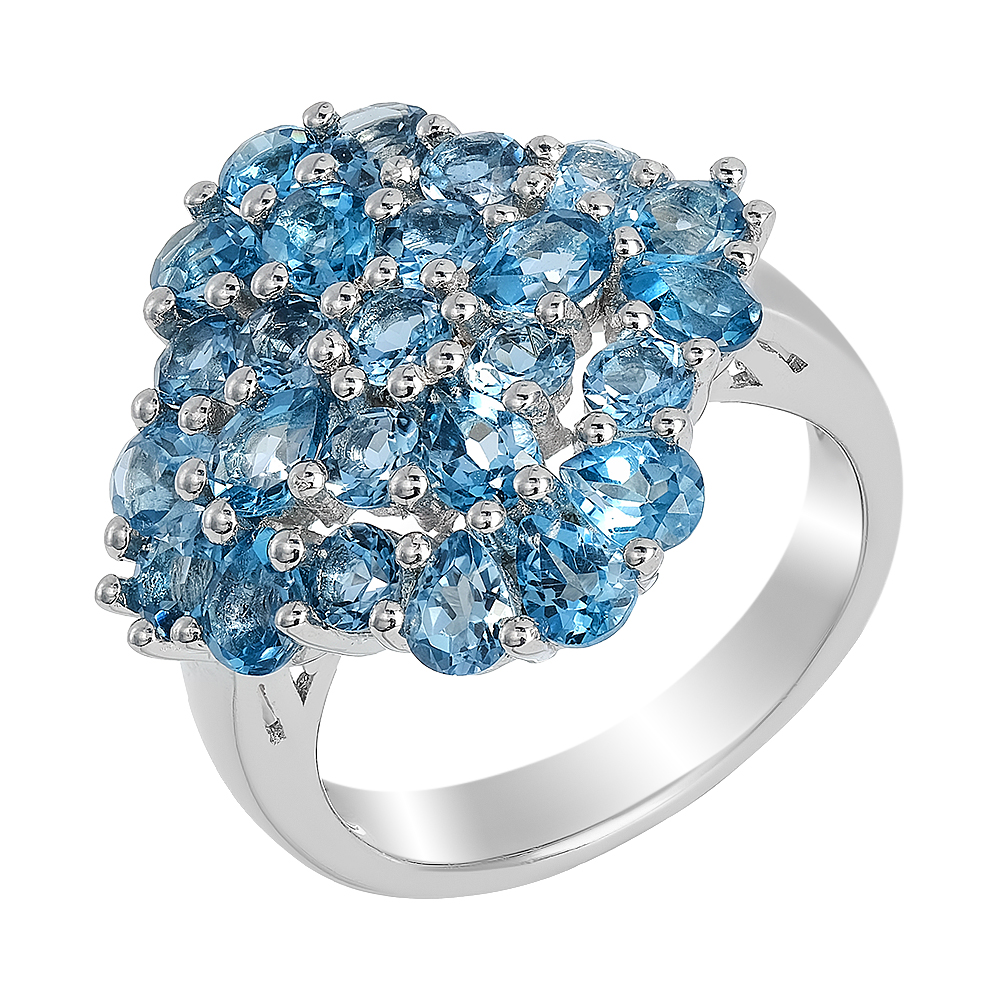 Серебряное кольцо 925 пробы; вставки 25 Топаз лондон 3,87;
