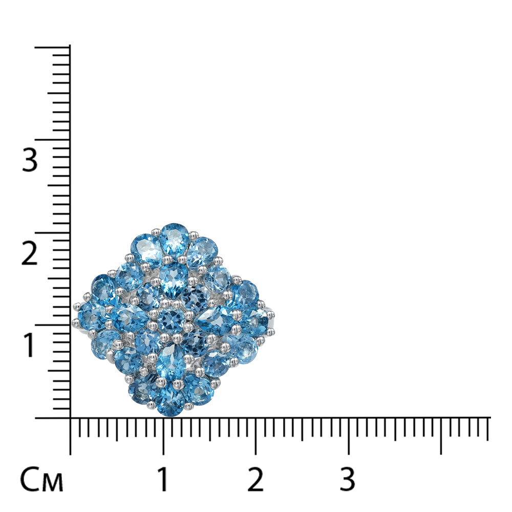 Серебряное кольцо 925 пробы; вставки 25 Топаз лондон 3,87;
