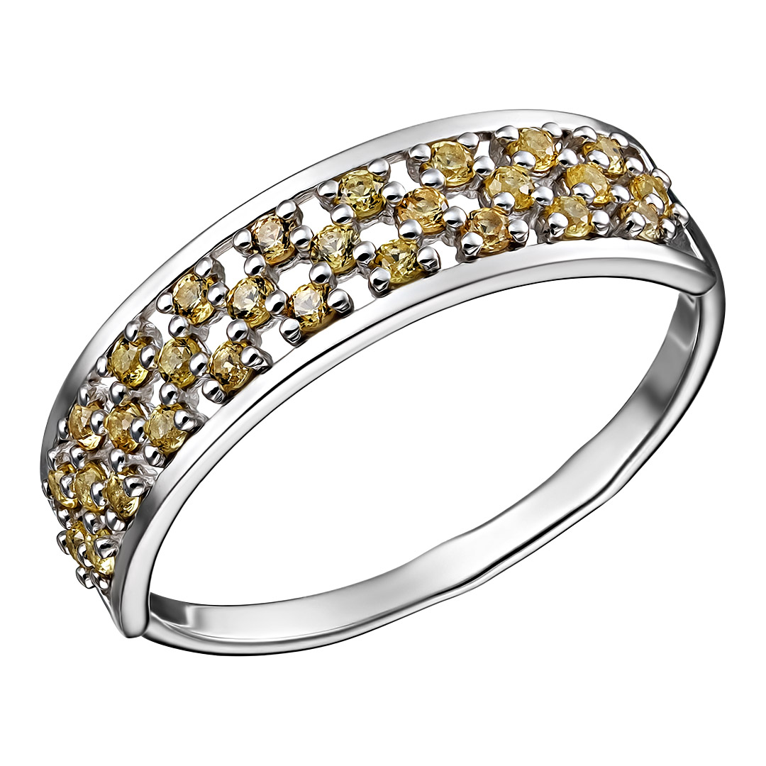 Серебряное кольцо с желтыми сапфирами
