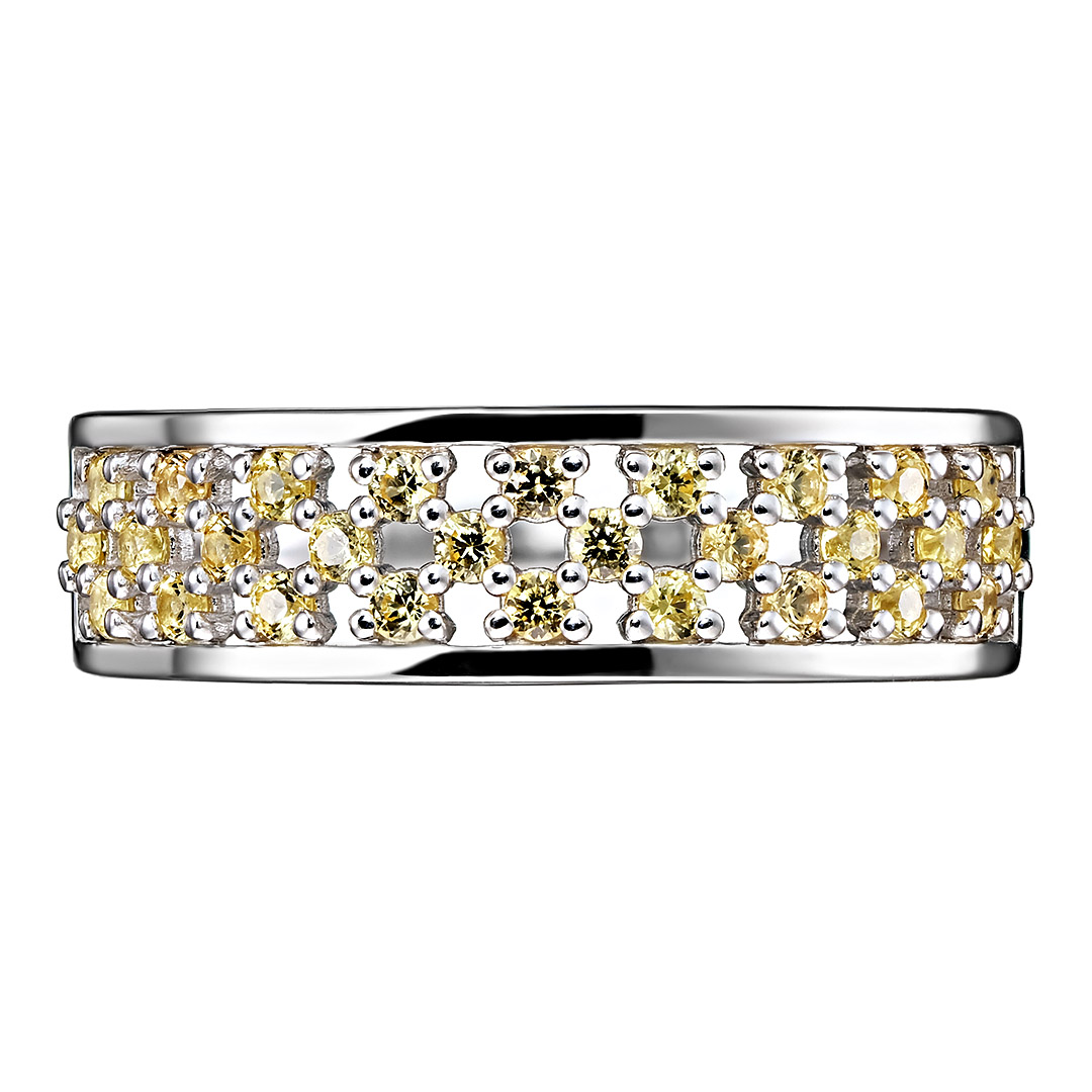 Серебряное кольцо с желтыми сапфирами